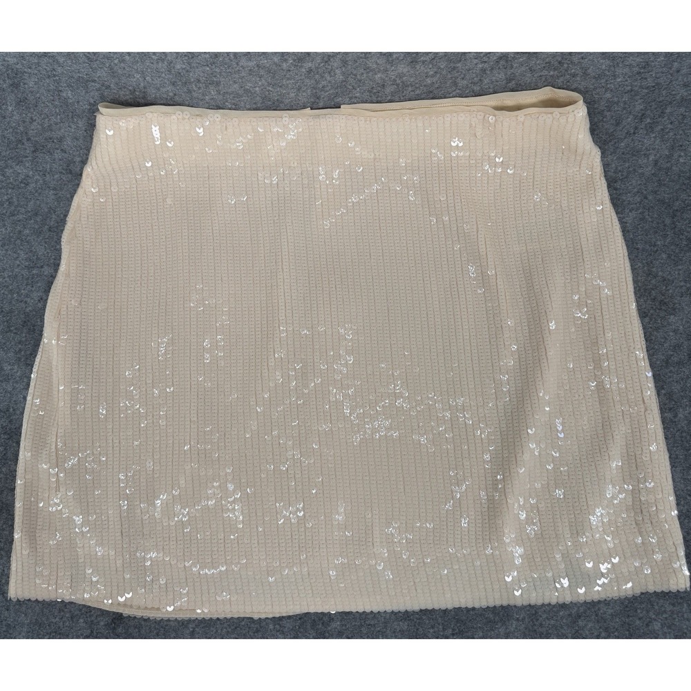 J. Crew Sequin Mini Skirt Womens 16 Cream Zip Party Glam Girly Preppy Feminine